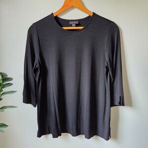 EUC J JILL WEAREVER COLLECTION  BLACK BOATNECK 3/4 SLEEVES TOP SZ SMALL